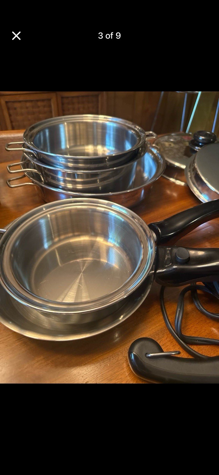Saladmaster 316Ti Titanium Stainless Steel 8-Piece Pan Set w/ Lids Silver/Black