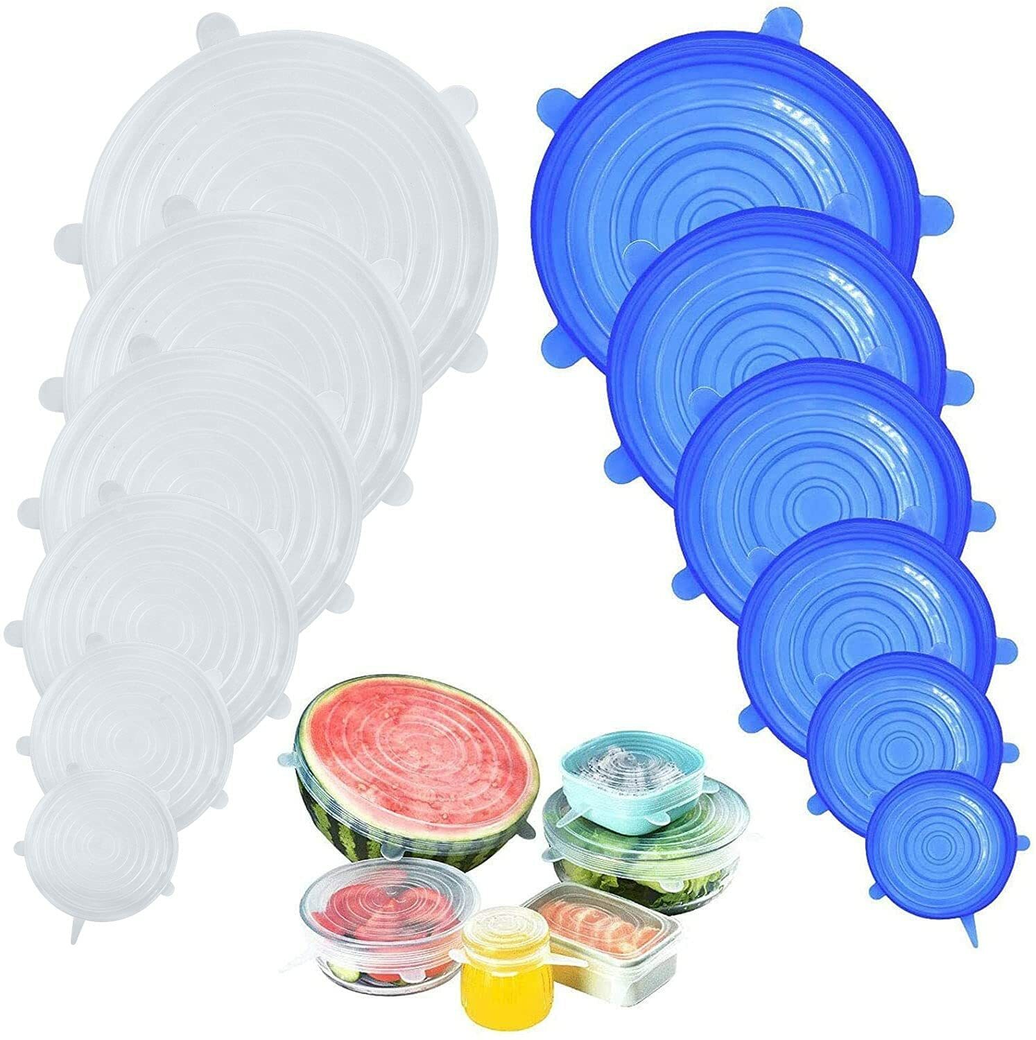 Silicone Stretch Lids, 12 Pack of Silicone Food Covers, BPA Free and Expandable