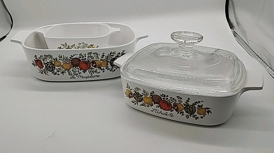 CorningWare A-2-B & P-43-B A-1-B Spice of Life Casserole Dishes Vintage USA
