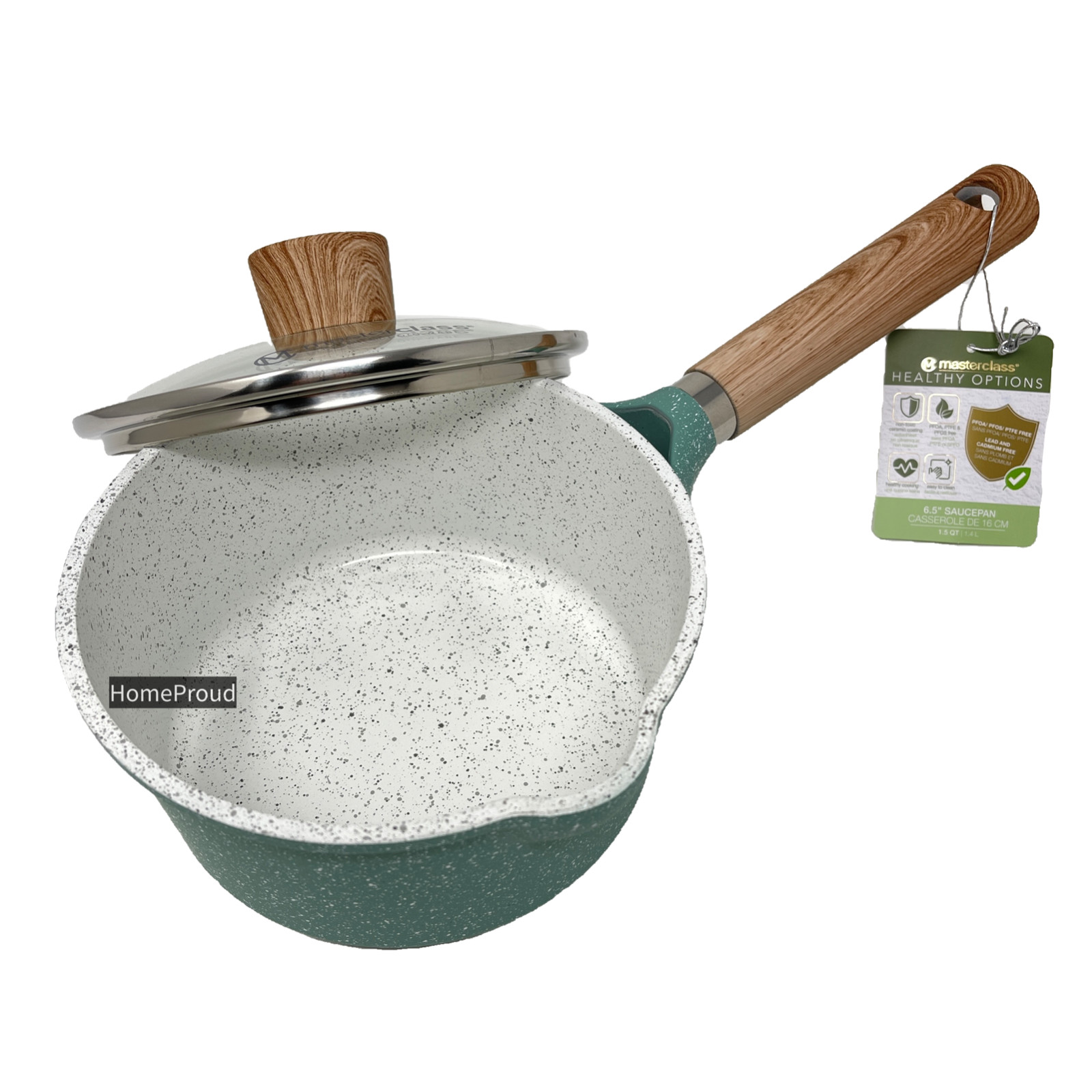 Masterclass Sauce Pan Nonstick Ceramic Coating Small 6.5 inch 1.5 Qt Casserole