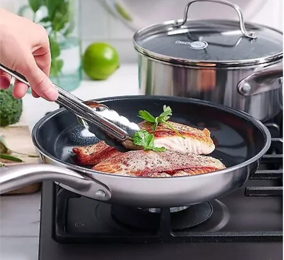 GreenPan Greenwich 10PC Stainless Steel Cookware Set – Brand new In Box