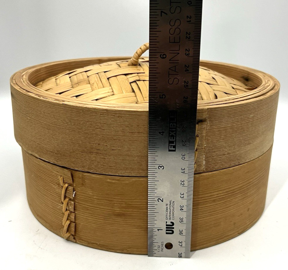 Two Piece Woven Bamboo Steamer Basket Dim Sum Dumpling Asian Cooking Zhēnglóng