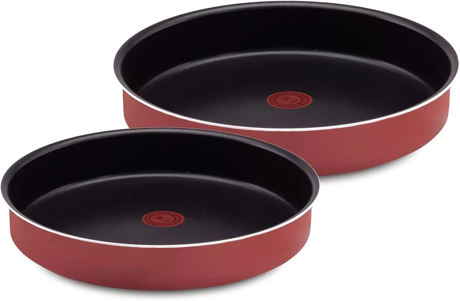 2 Tefal Deep Oven Tray Set Non Stick Trays Red Coated In France 30, 26 cm