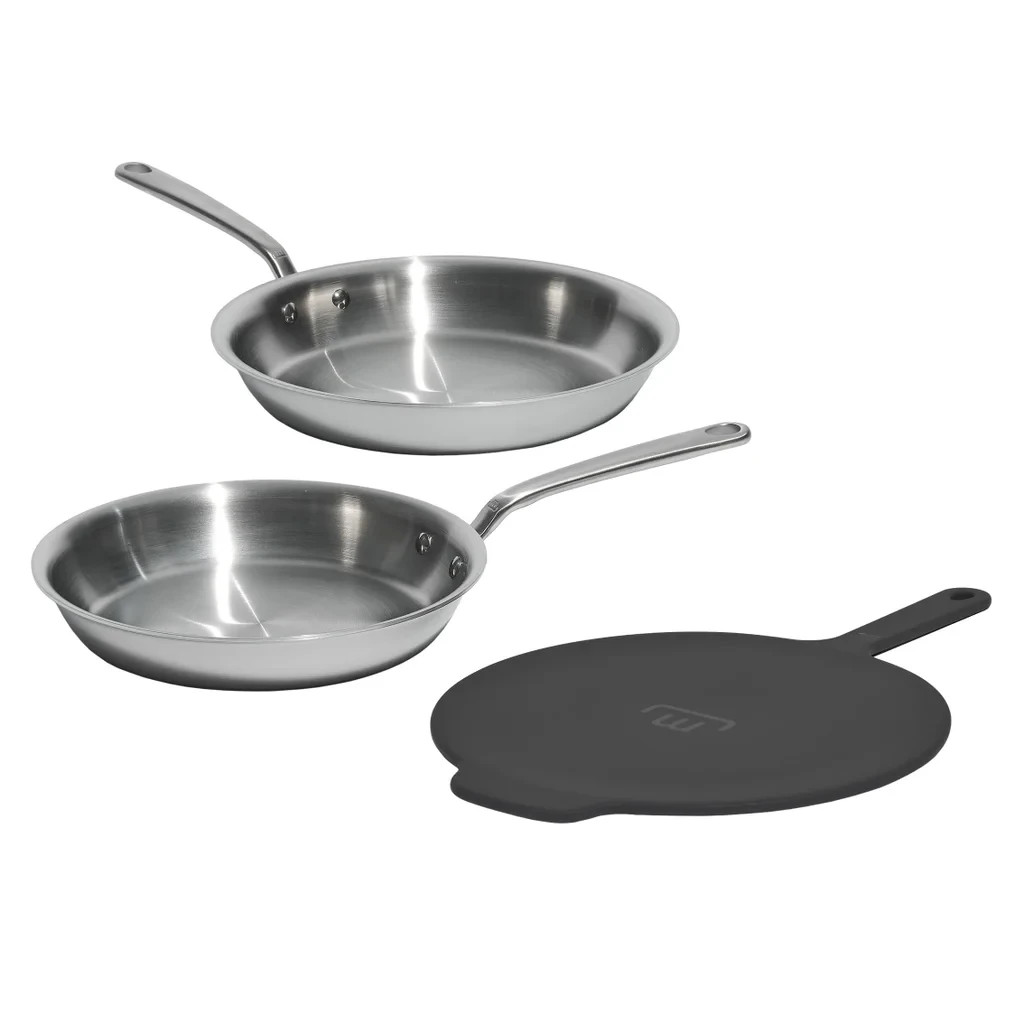 Made in Cookware Stainless Steel Fry Pans 3 pieces 10” 12” fry pan and lid