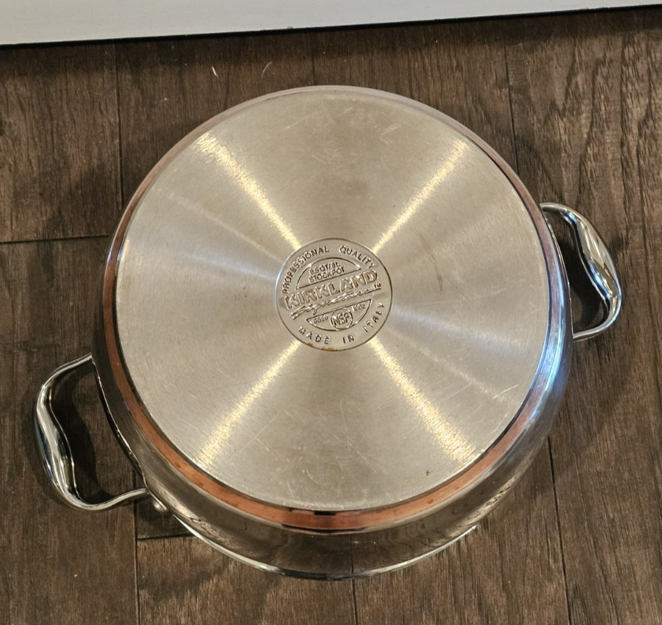 Kirkland Signature Professional Copper Core 8 Qt Stock Pot Stainless Steel Italy