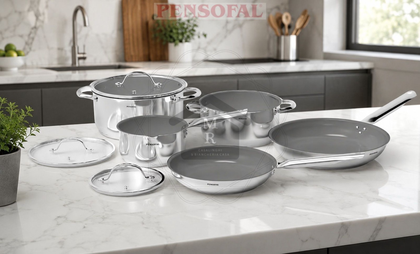 Chromotek® Nonstick Natural Ceramic 8 Piece Stainless Steel Pot Set