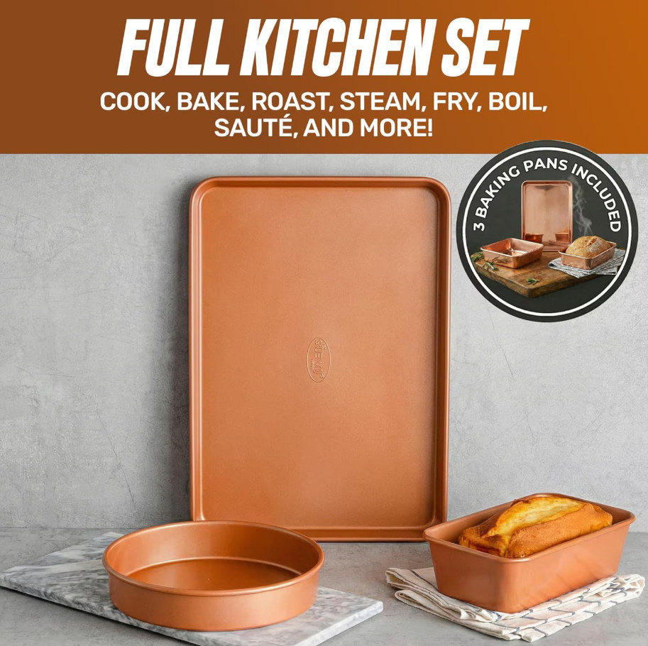 Gotham Steel TRUE VALUE 20 Pc Nonstick Ceramic Cookware Set Copper Bakeware