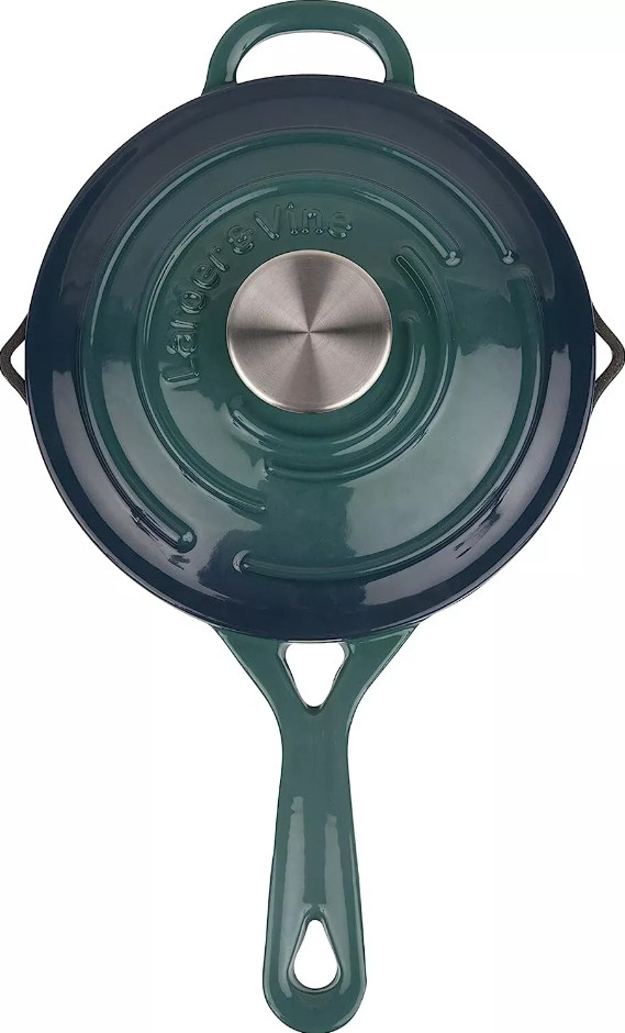 Larder & Vine Enameled Cast Iron Saucepan with Lid, 2.1L, 2 Colours BNIB