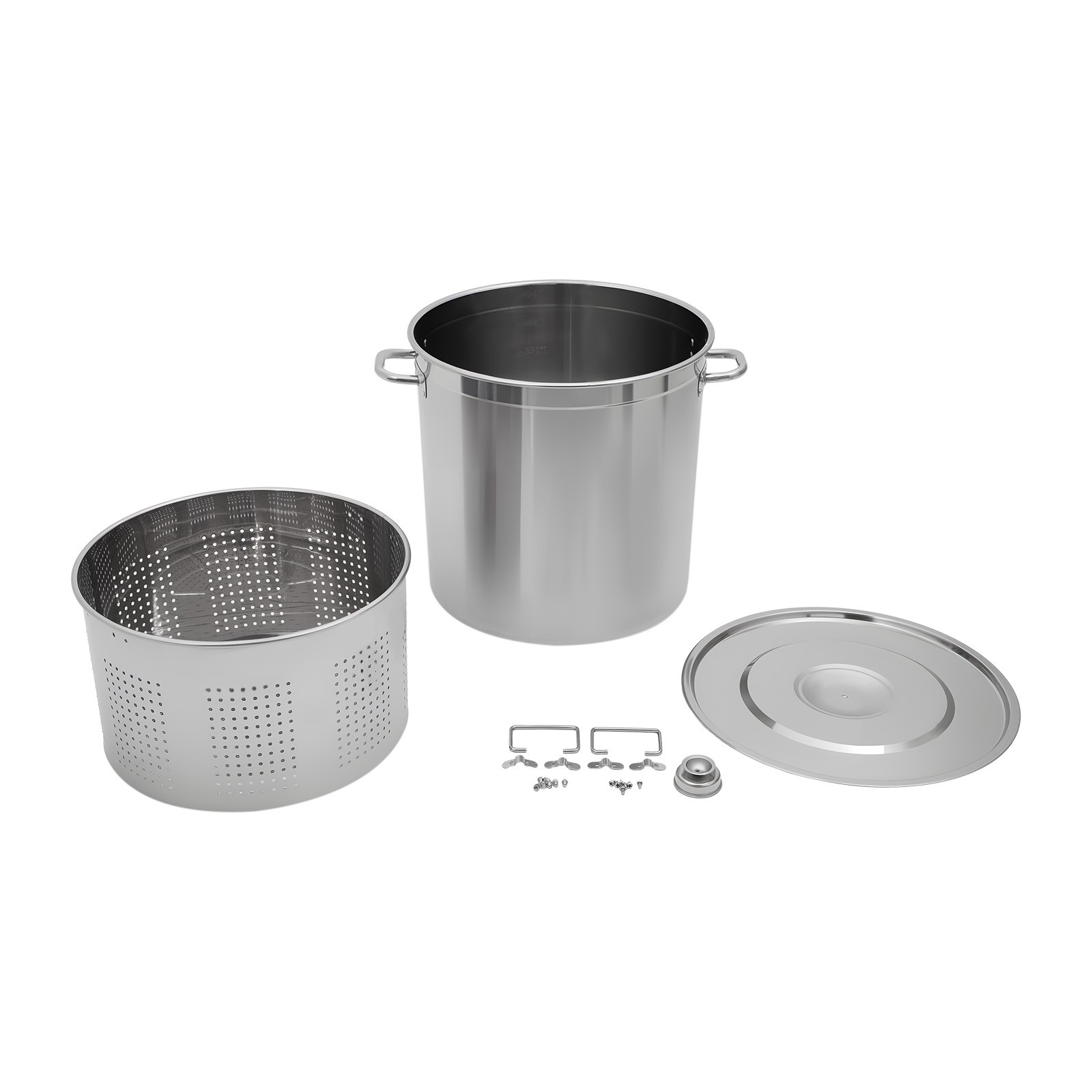 Silver 74L Stock Pot Stainless Steel Kitchen Soup Cooking Steaming Fryer Round