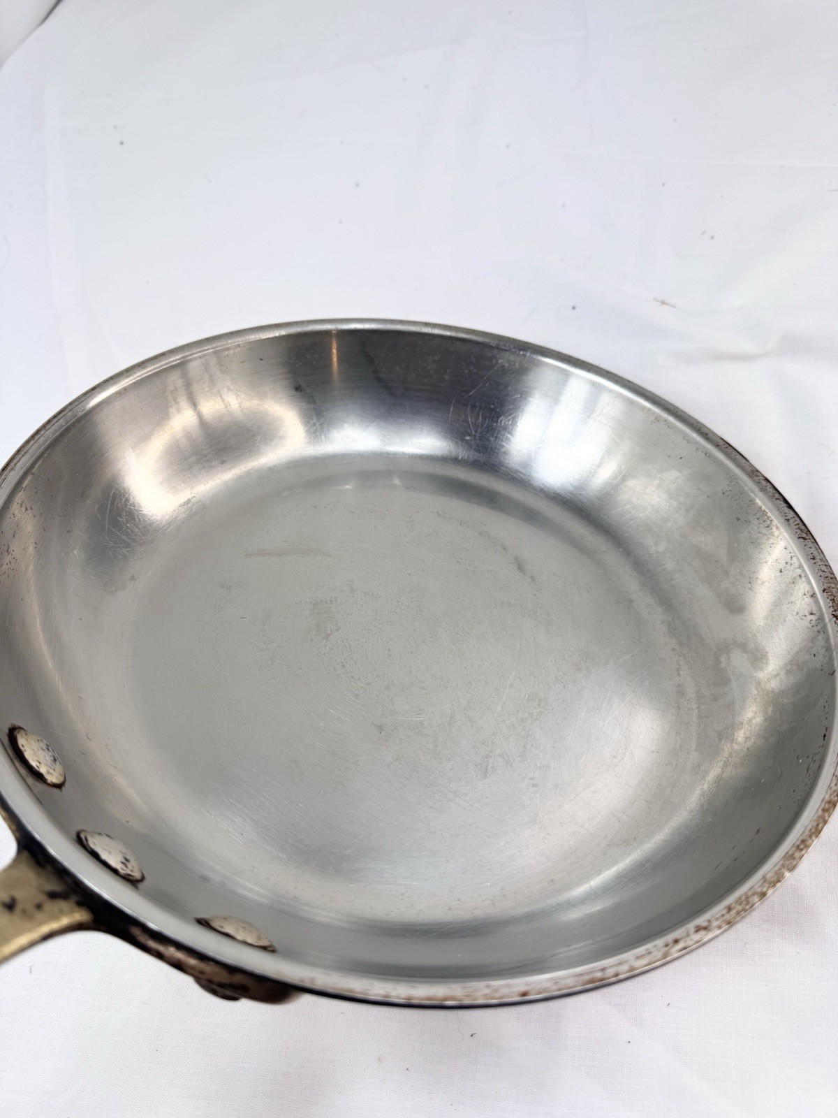 Vtg Cop R Chef 10.5″ Copper Frying Pan Skillet SS Brass USA 2″ high FreShip Read