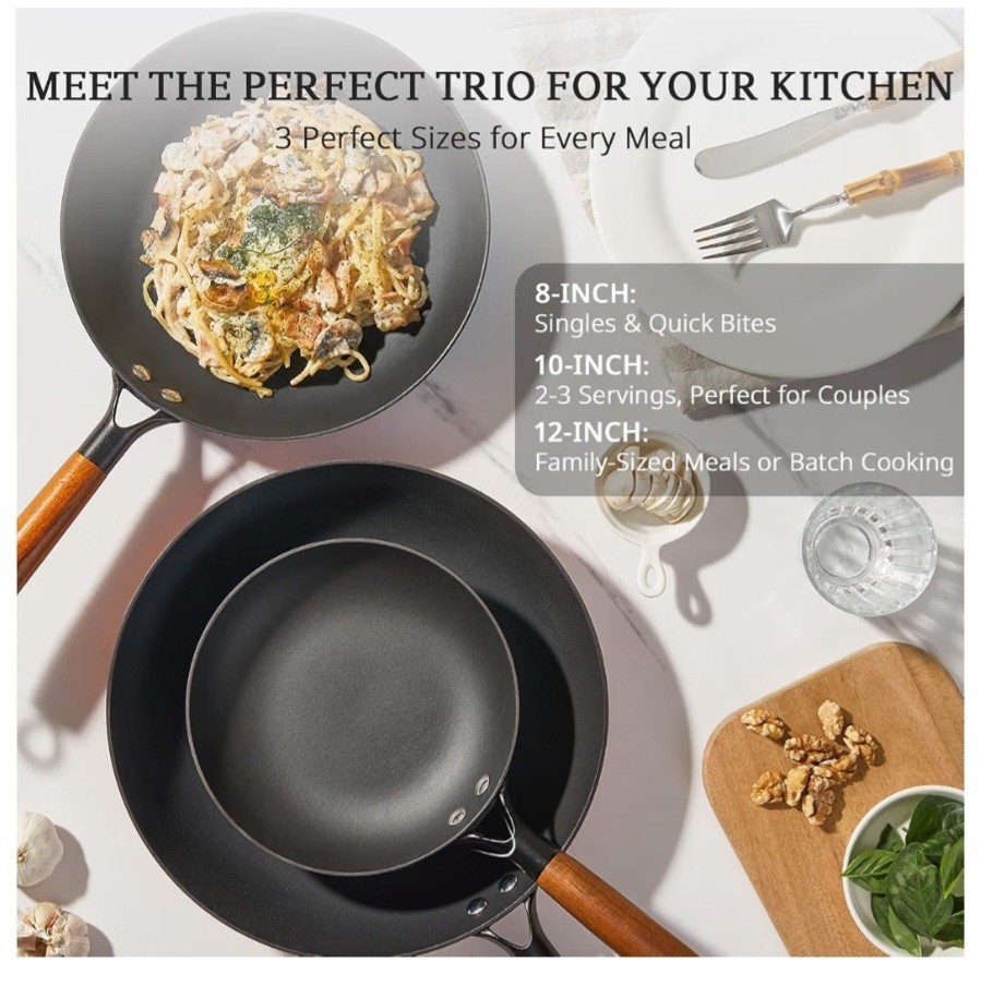 Kitessensu Stellar Shift 3-Piece 8/10/12 in Nonstick Pan Set Red