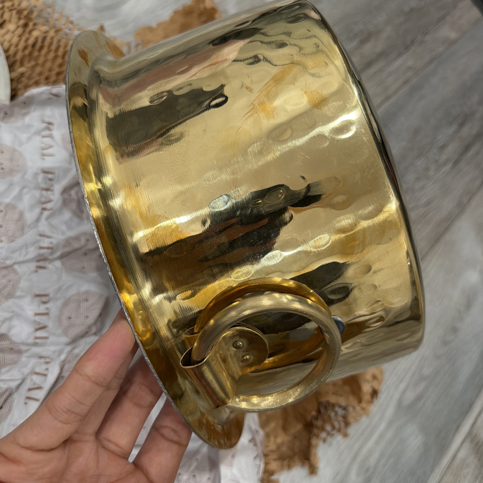 P•TAL Brass Stock Pot with Lid Naturally Nonstick and Toxin Free Pasta Pot 3 Qt