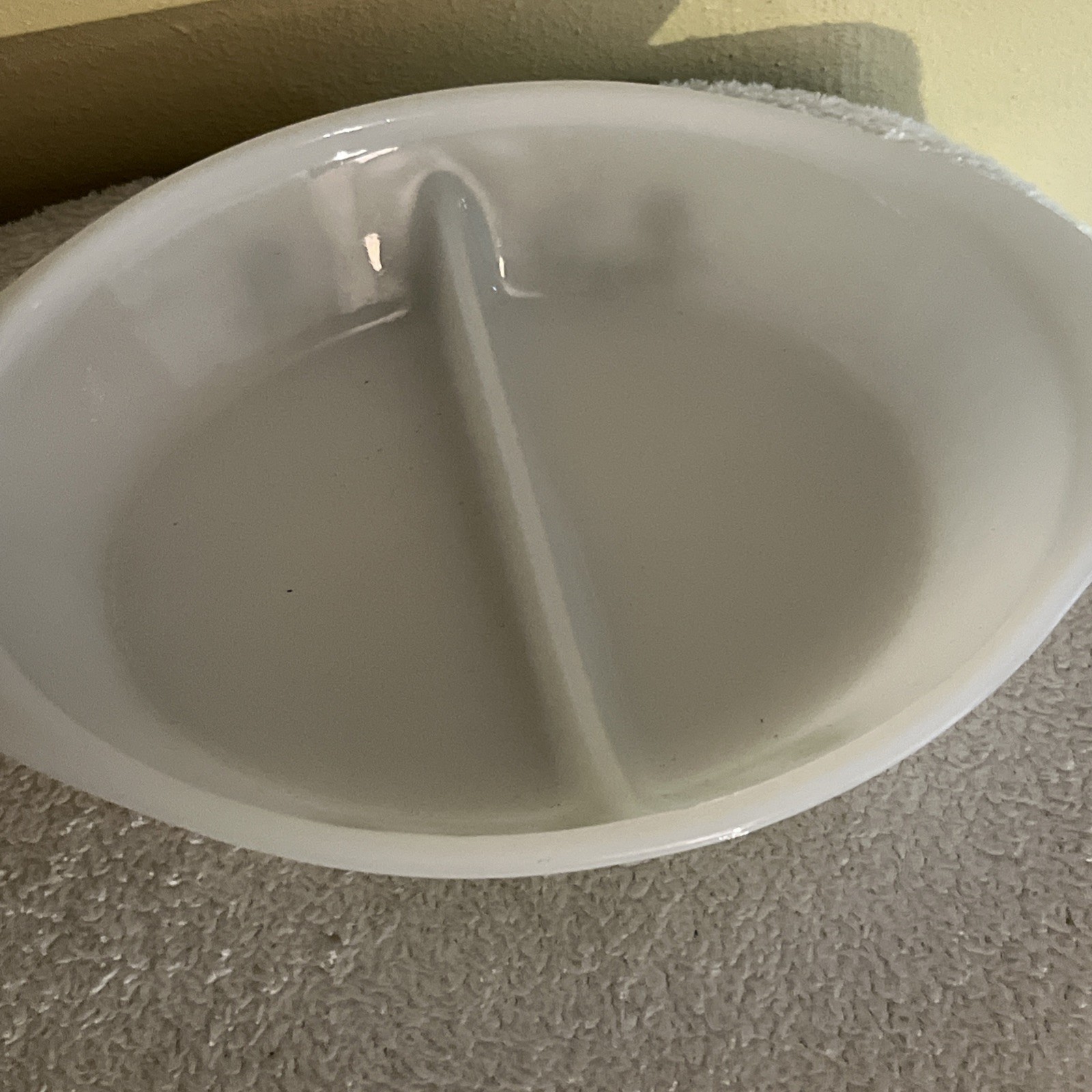 Vintage Glasbake Green Daisy Milk Glass Divided Casserole Dish USA 12”