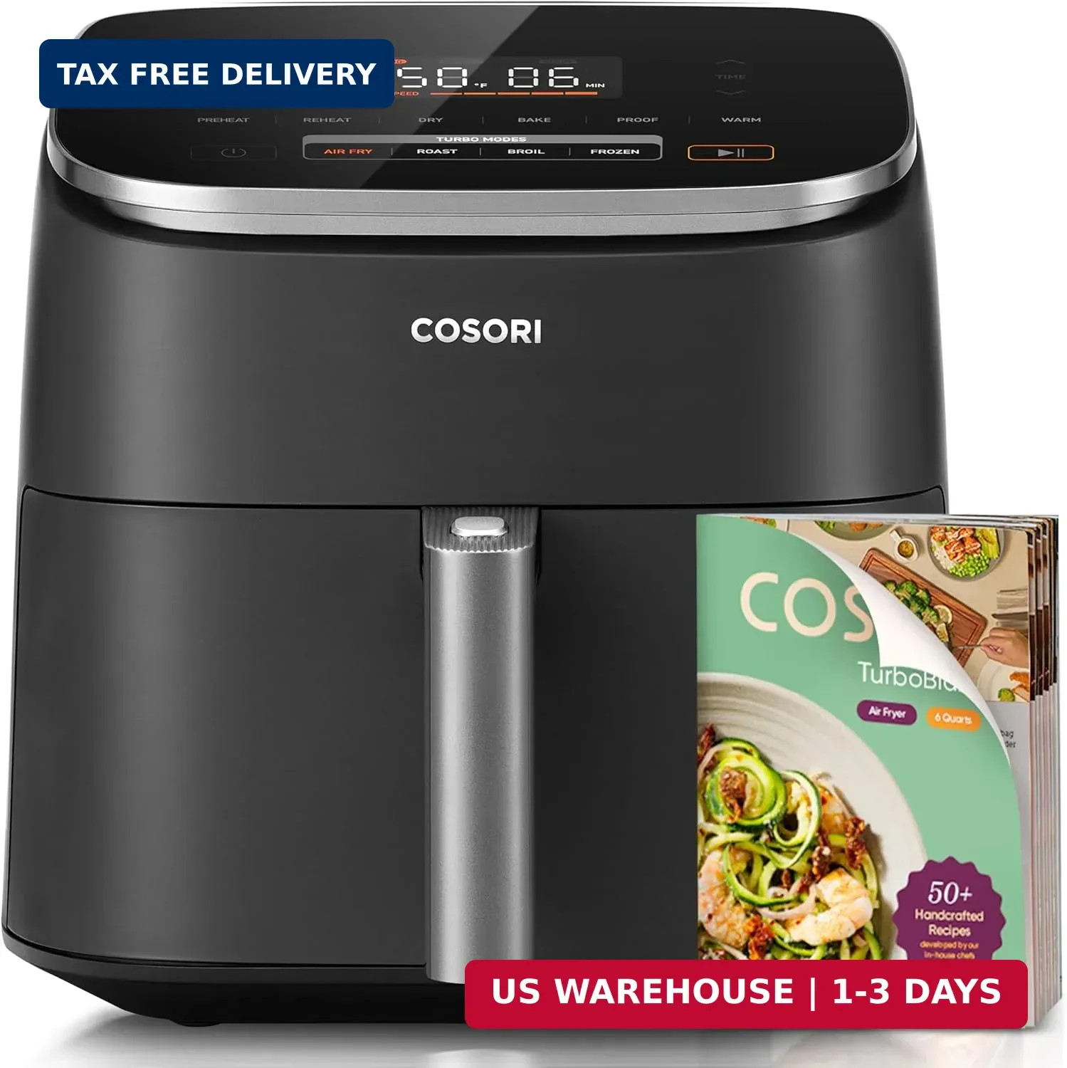 Cosori 9-in-1 TurboBlaze Air Fryer 6 Qt, PFAS-Free Ceramic Coating, 90°-450°F, P