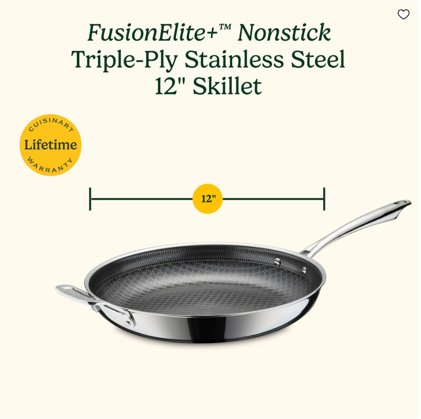 Cuisinart FusionElite+ Hybrid Stainless Steel Ceramic Nonstick Skillet Pan