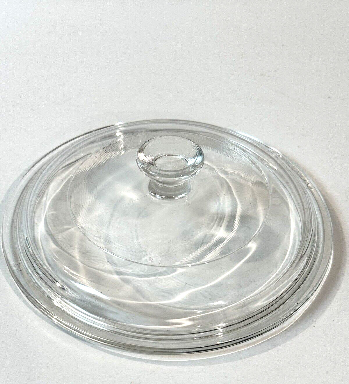Pyrex P81C Round Clear Glass Lid Corning Ware Replacement Knob Handle 6 in VTG