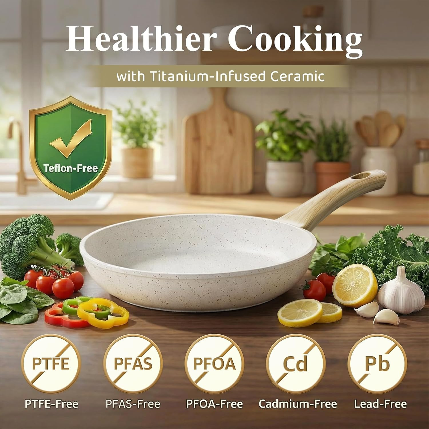 25-Piece Non-Stick Titanium Ceramic Cookware Set, Induction Ready