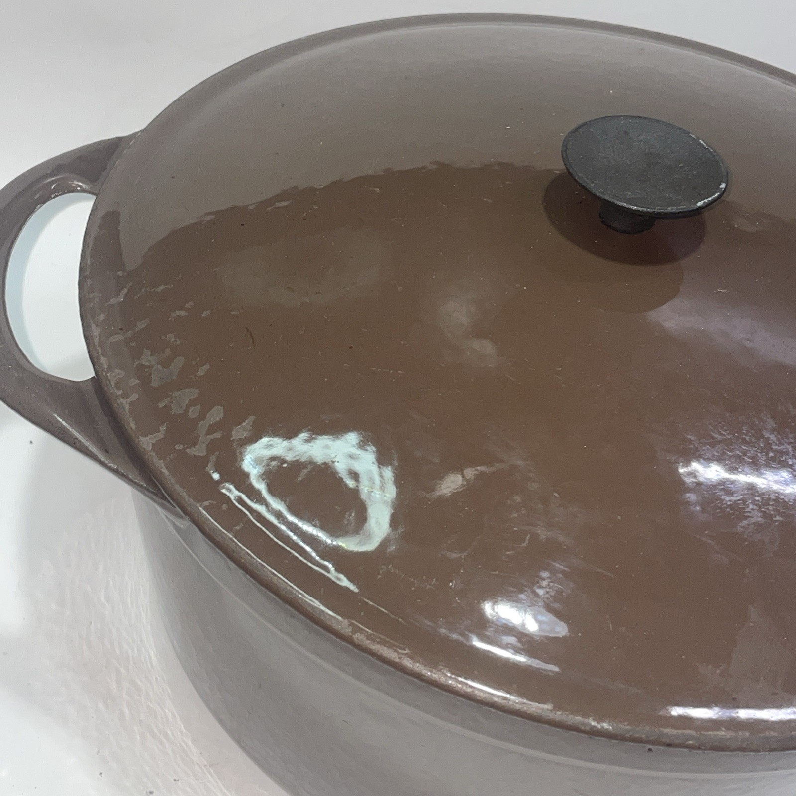 Cousances Le Creuset Casserole Dish Dutch Oven 28 Brown Cast Iron 11” W/ Lid