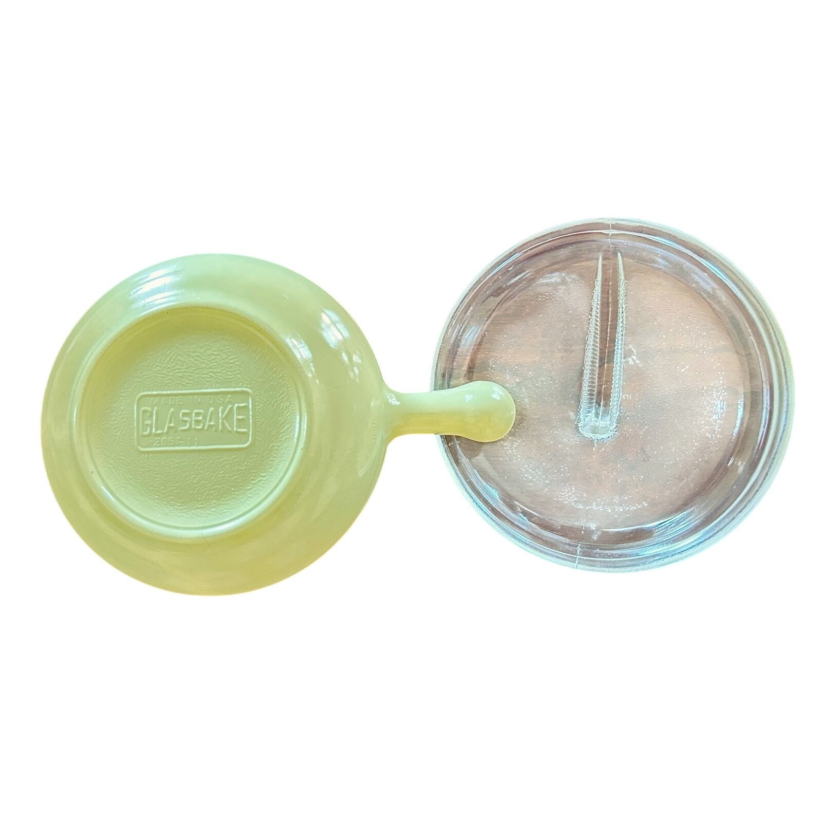 Glasbake Chartreuse Milk Glass Soup Bowl with Lid 2650-11 Vintage Lime Green MCM