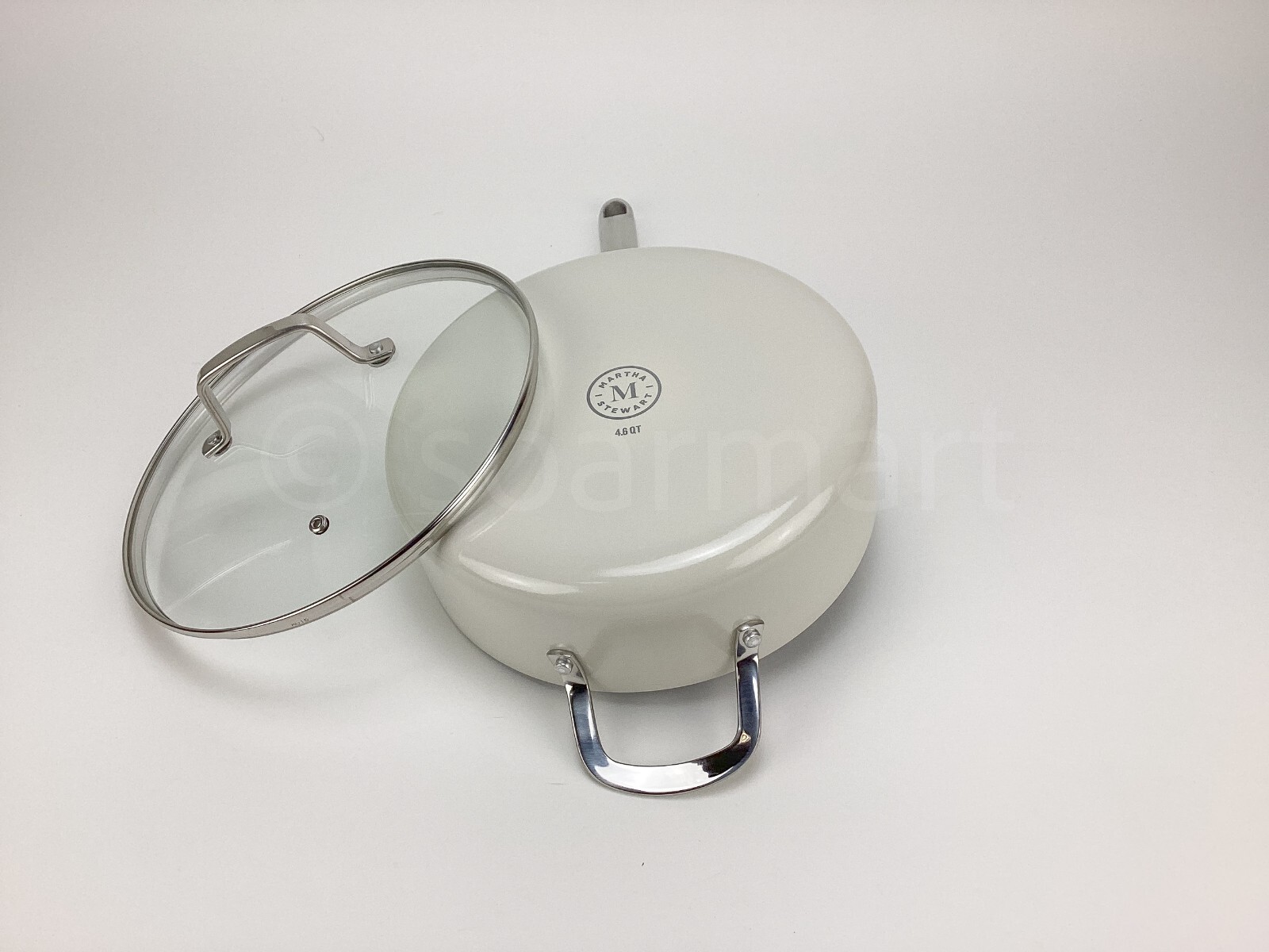 Martha Stewart Ivory 4.6-Qt Sauté Pan Hard-Enameled Aluminum Nonstick Cookware