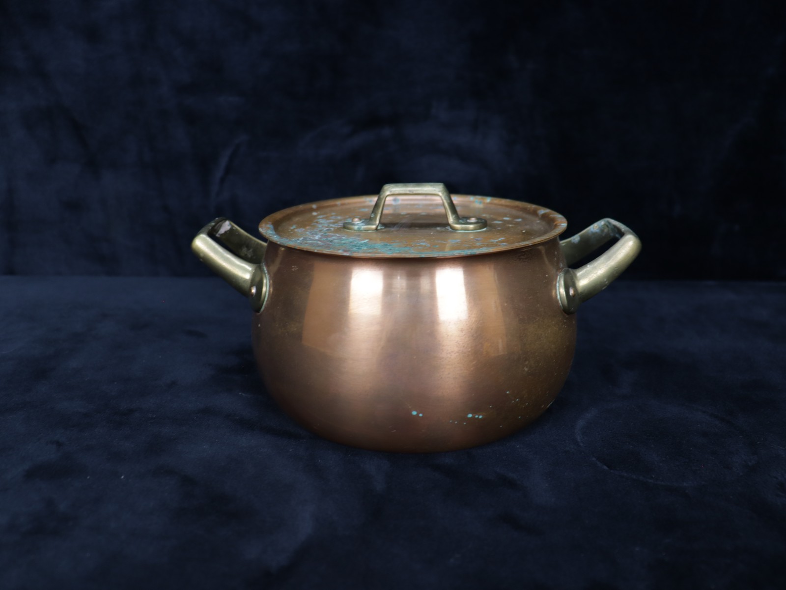 Vintage Tagus Chef Copper Large Pot with Lid and Brass Handles Made in Portugal