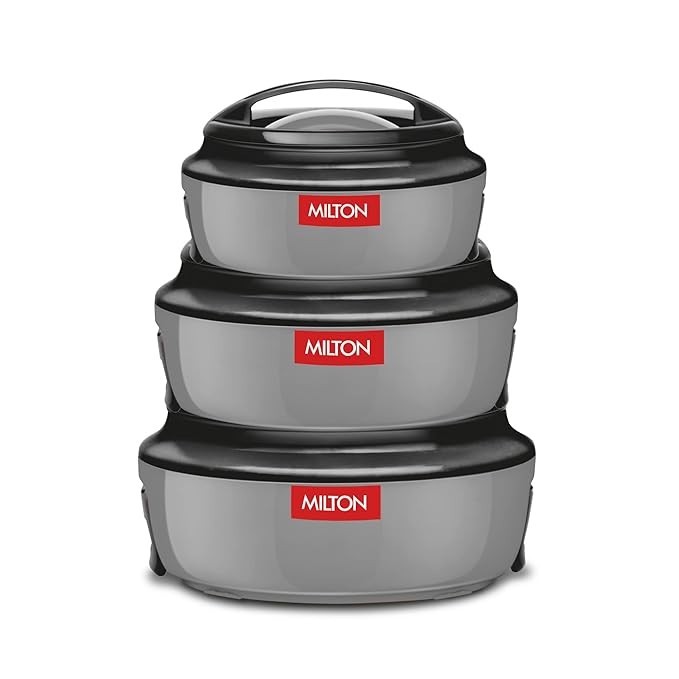 Milton Ernesto Inner Stainless Steel Jr.Casserole Set of 3 (390,720,1320ml) Grey