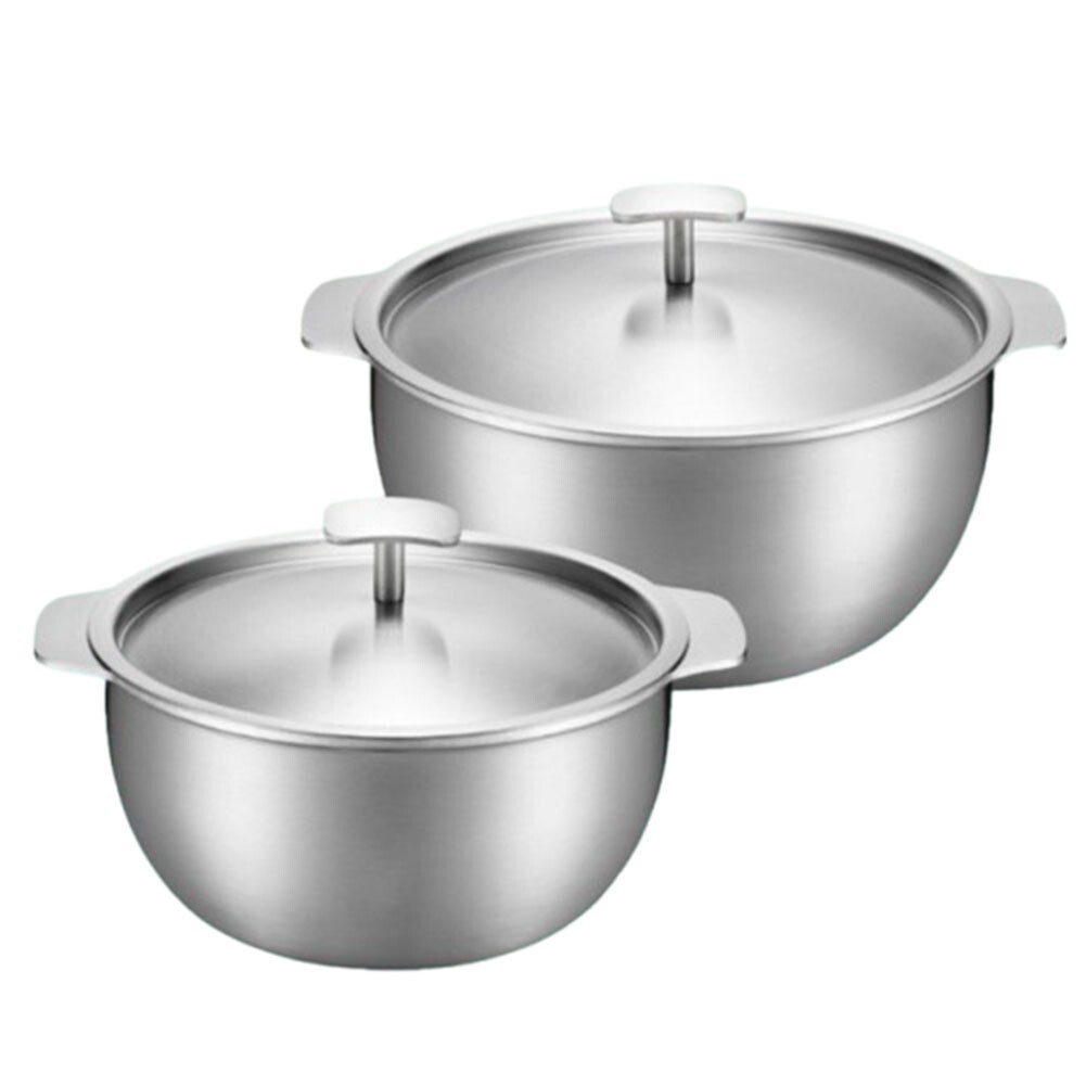 Induction 3-ply stainless Korean Ttukbaegi 2P with Lid 6.3in+7in