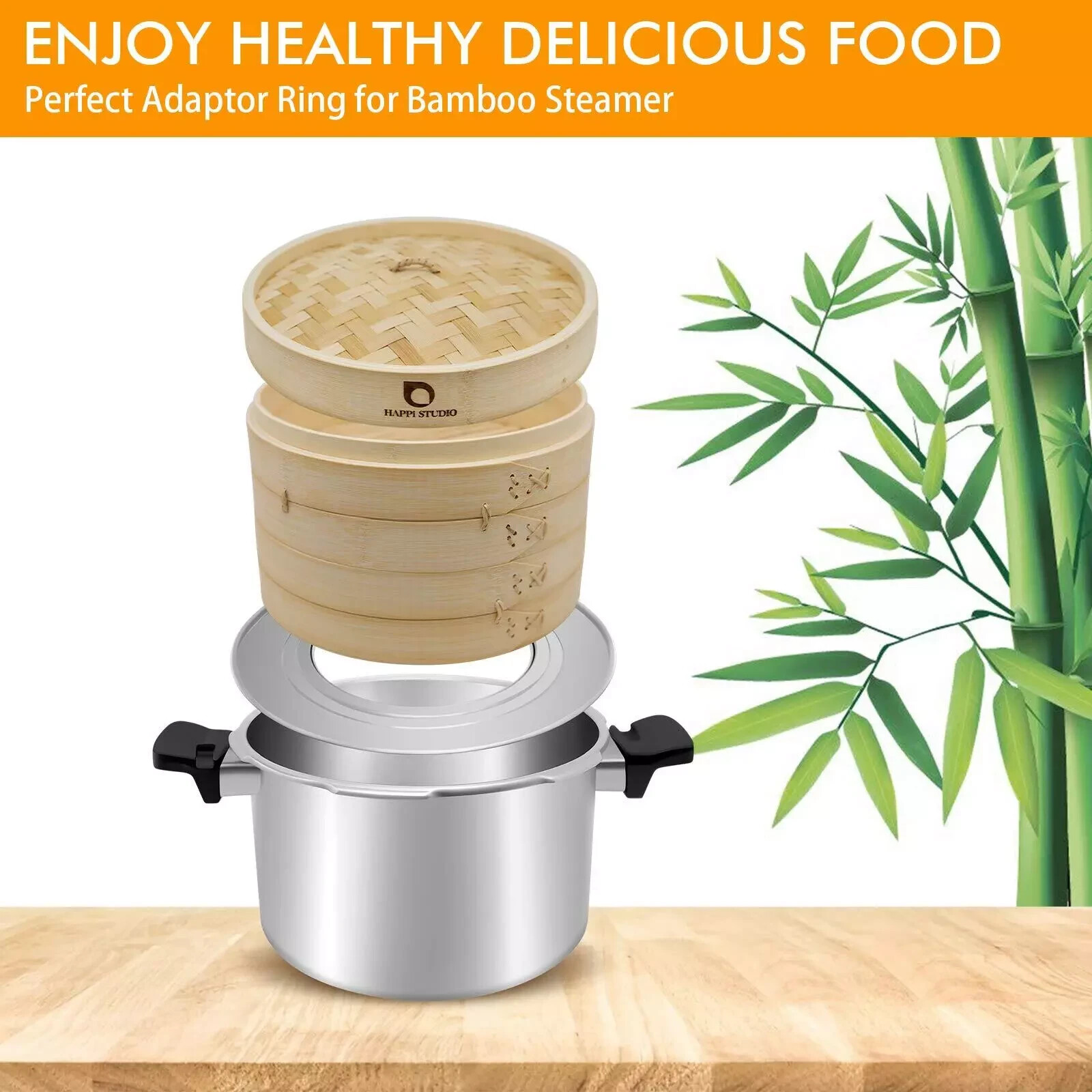 Steamer Ring Stainless Steel Adapter for 8 to 11inch Bamboo Steamer Happi Studio