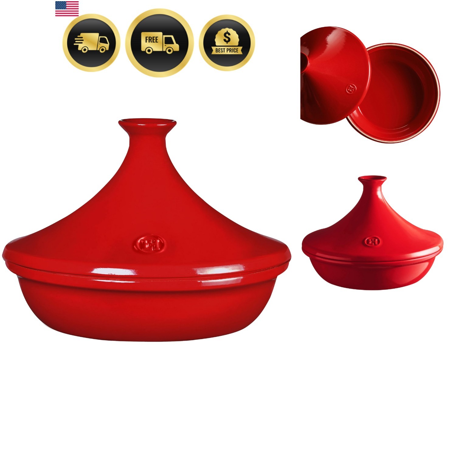 Made In France Flame Tagine, 3.7 quart, Burgundy