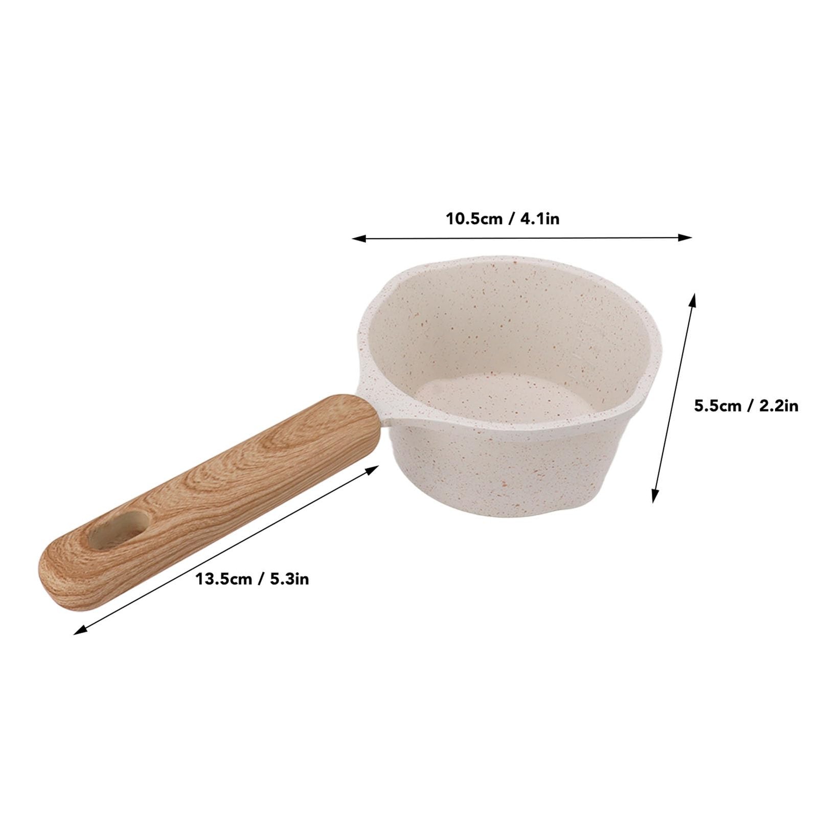 Nonstick Sauce Pan Pour Spout Small Milk Pot White Flat Bottom Home Kitchen