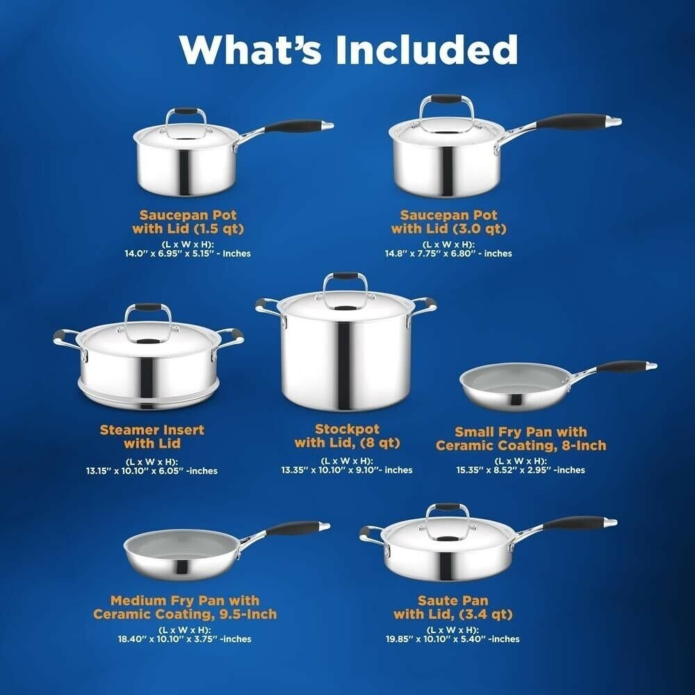 Nutrichef 12 Pcs. Kitchenware Pots & Pans Set-Prestige Ceramic Non-Stick Coating