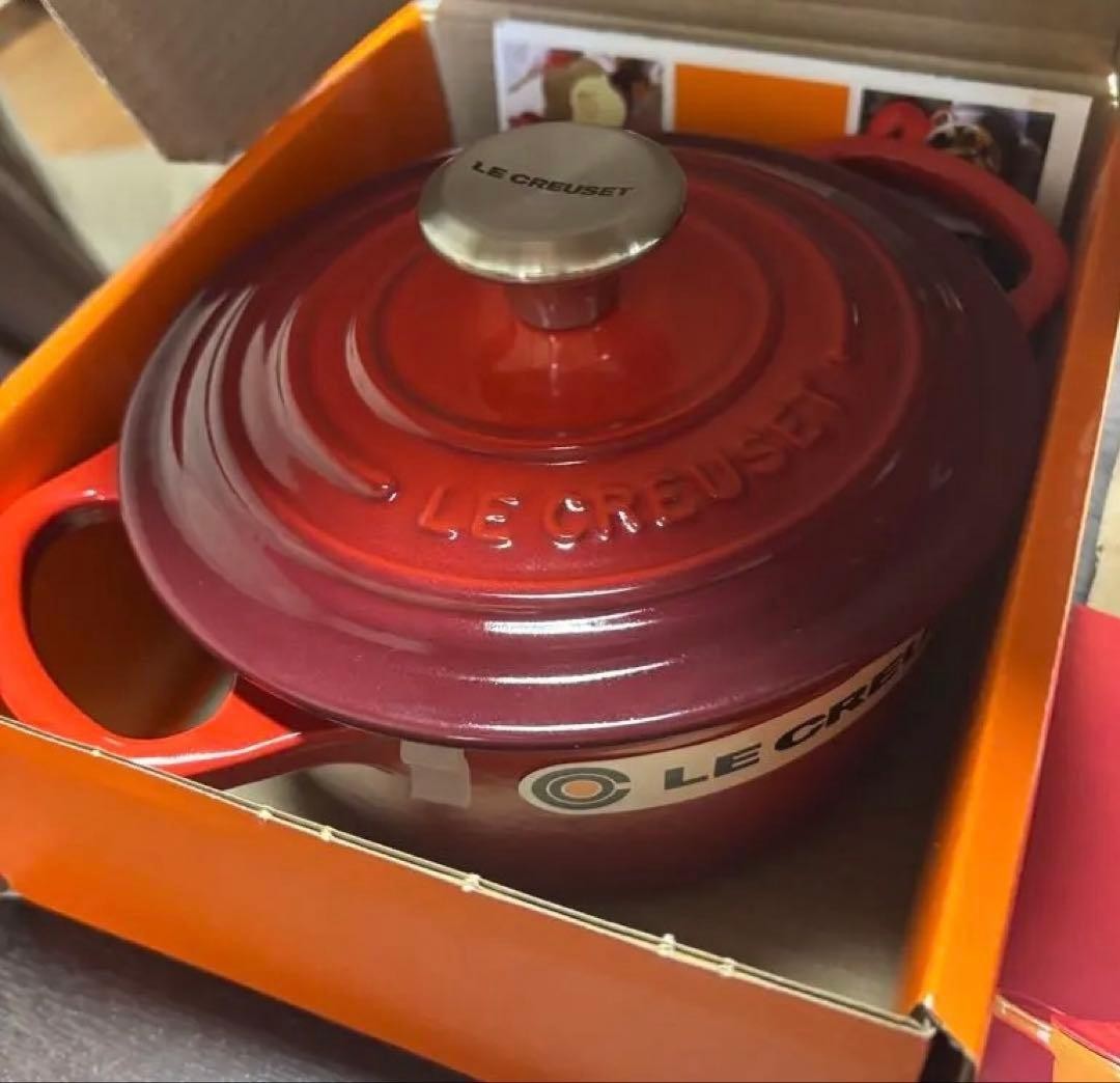 Le Creuset 16cm Pot 6.3in Signature Round Dutch Oven Cherry Red 1.5qt NIB