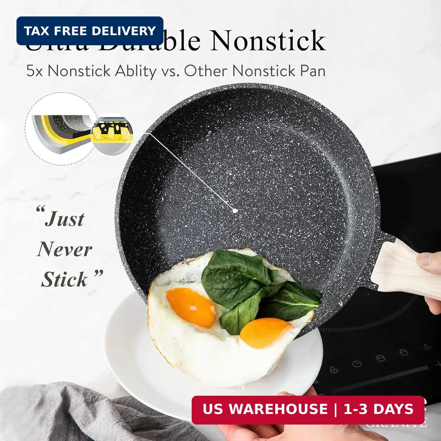 CAROTE 44pcs Pots and Pan Set Nonstick, Cookware Sets, Cooking Set Non Stick, In