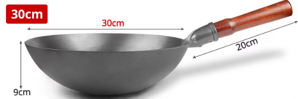 Hand Hammered Wok,traditional Iron Wok No Coating Wooden Handle