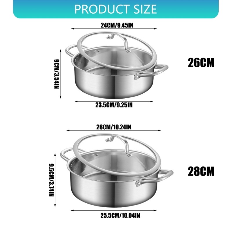 Double Sided 304 Stainless Steels Cooking Shabu Shabu Pot for Various Stove Type