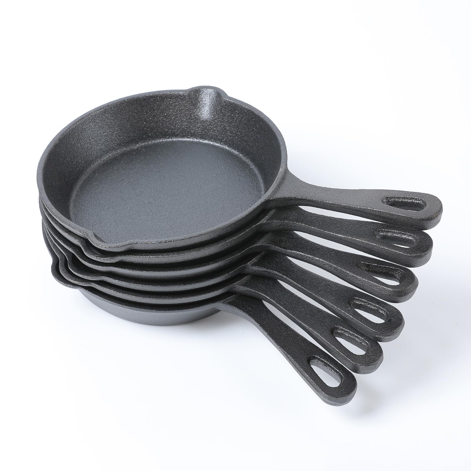 Cast Iron Skillet Set 6 Pcs, Dia.6 Inch Round Pan, Cast Iron Server, Frying P…
