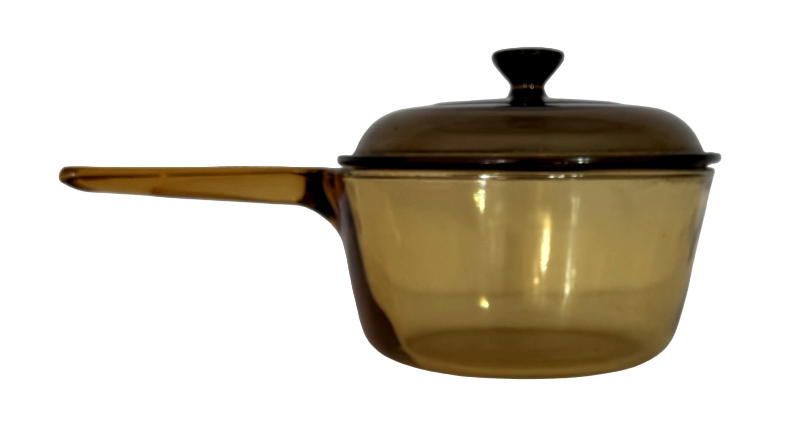 Vintage Corning Vision Ware Amber Glass Saucepan 1.5L w/ Pyrex Lid Cookware Pot