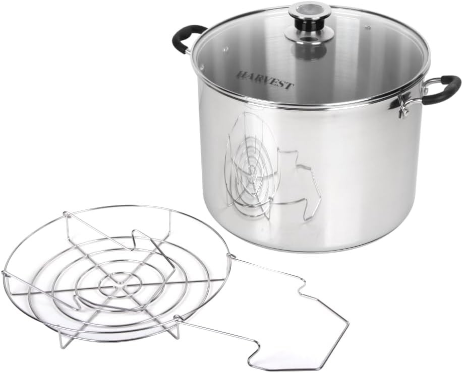 Harvest Stainless Steel 20 Qt Canning Pot with Rack|Water Bath or Steam Canning