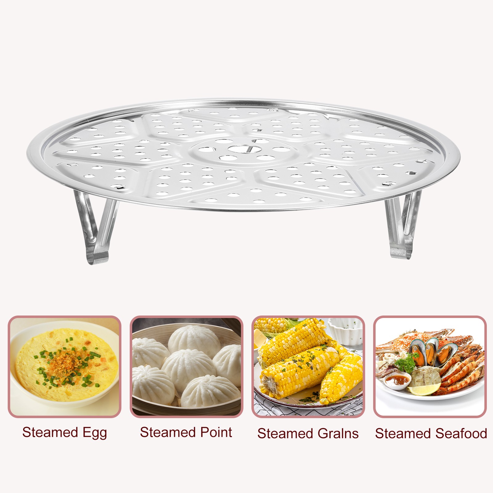 2X Stainless Steel Steamer Rack 11.8″ Insert Stock Pot Steaming Tray