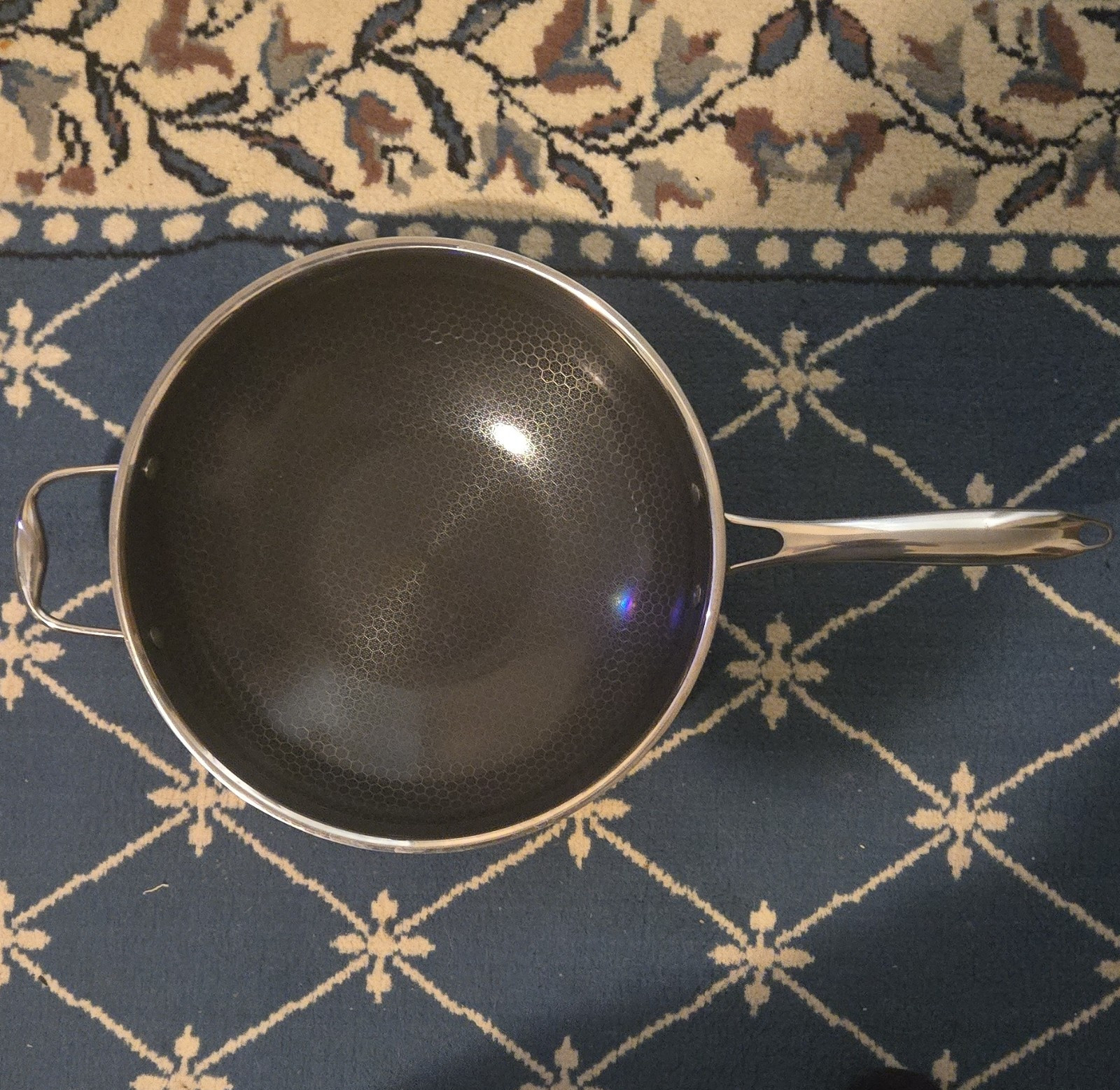HexClad Non-Stick Stainless Steel Wok Black Double Handle Gas Induction Electric