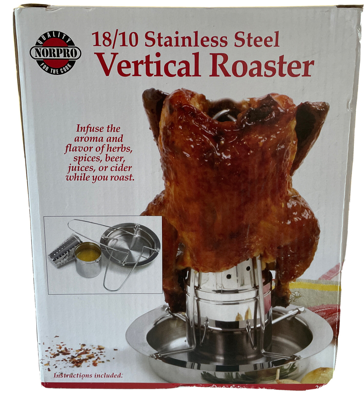 Norpro 18/10 Stainless Steel Vertical Poultry Roaster With Infuser Marinade 265