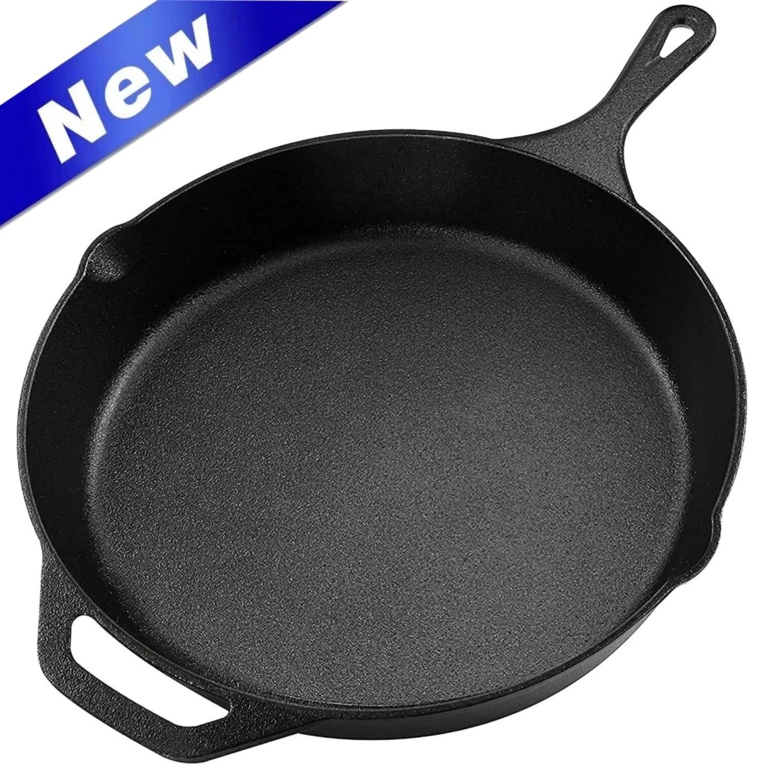 12″ Cast Iron Skillet Chefs Pan – Pre-Seasoned, Even Heat, PFAS-Free, Black