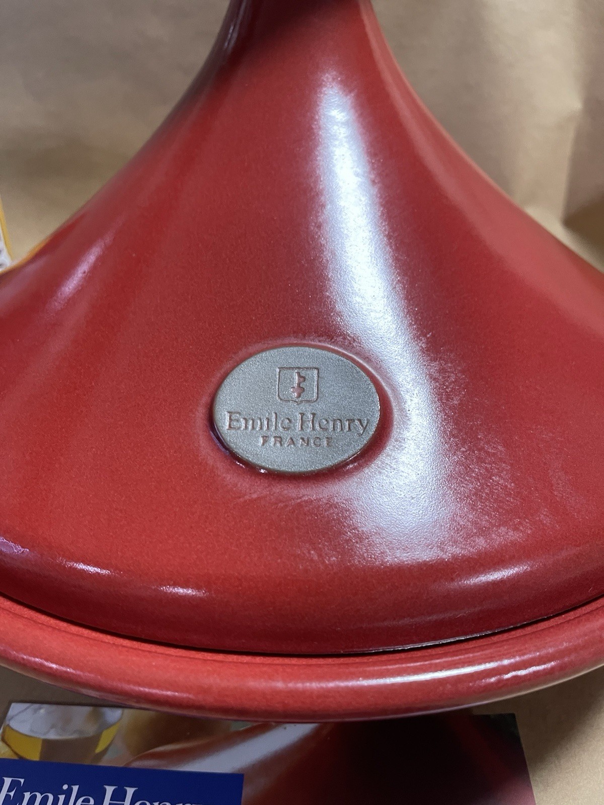 Emile Henry Large Tagine w/ Recipe Deck – 12.5″ Wide – France Moroccan Red EUC