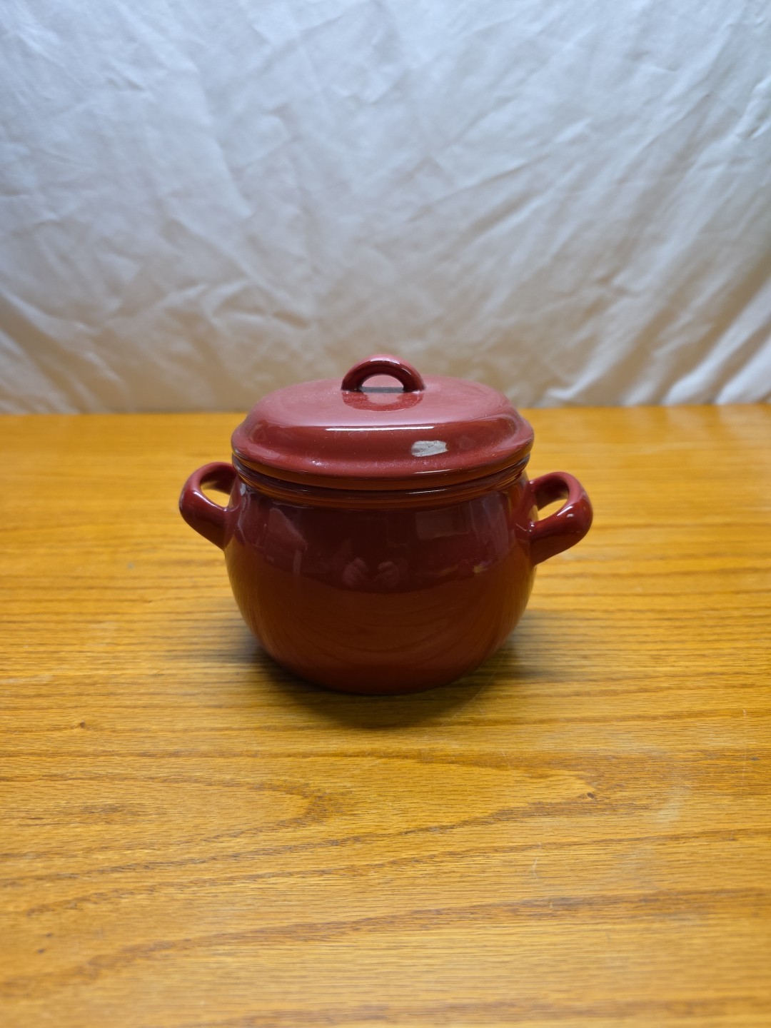 Oneida Ceramic Crock Pot Red Double Handles with Lid #16