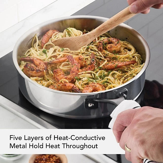 KitchenAid 5 Ply Clad Stainless Steel 9-Piece Cookware Set, Polished Stainless S