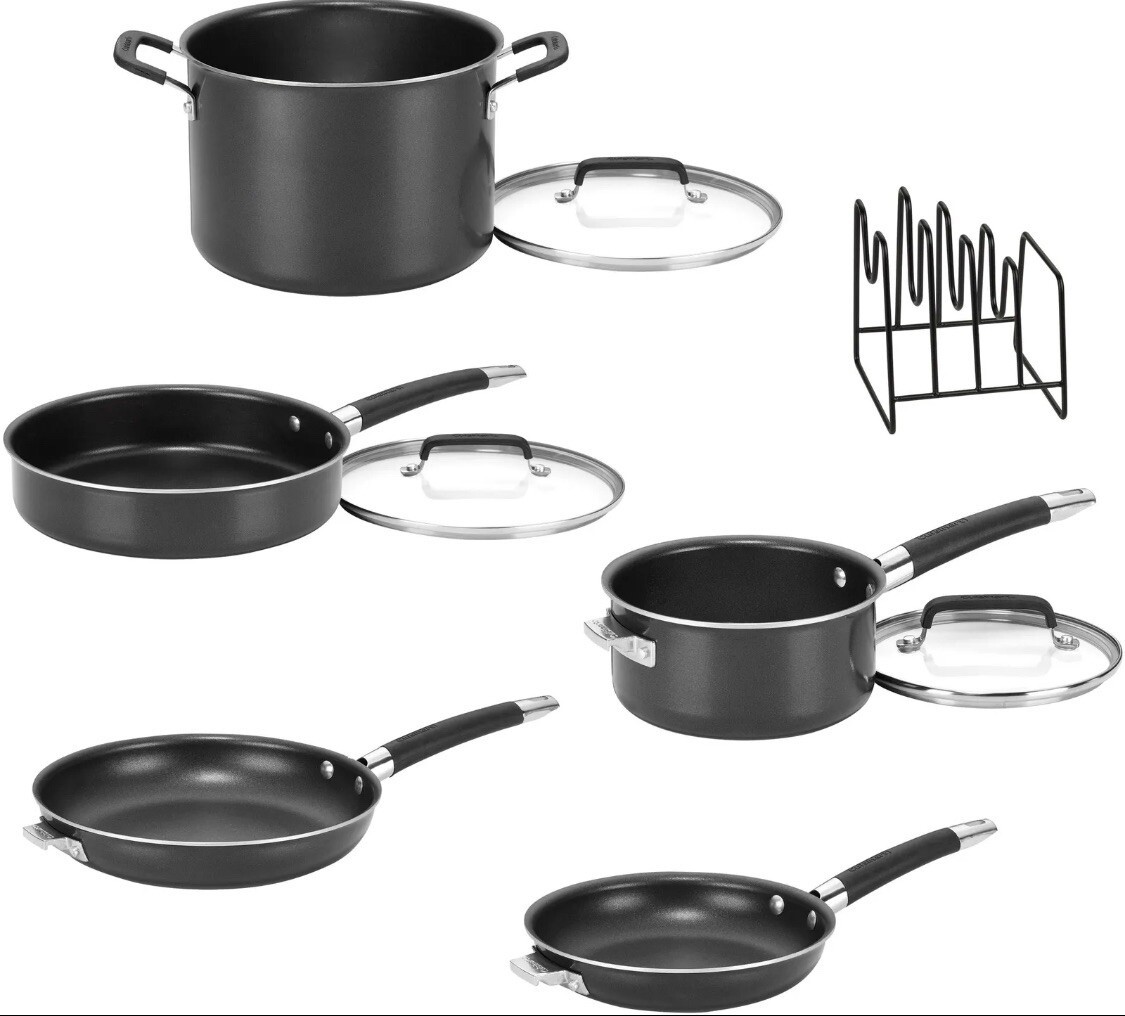 BRAND NEW Cuisinart – SmartNest Nonstick Aluminum 9-Piece Set – Black