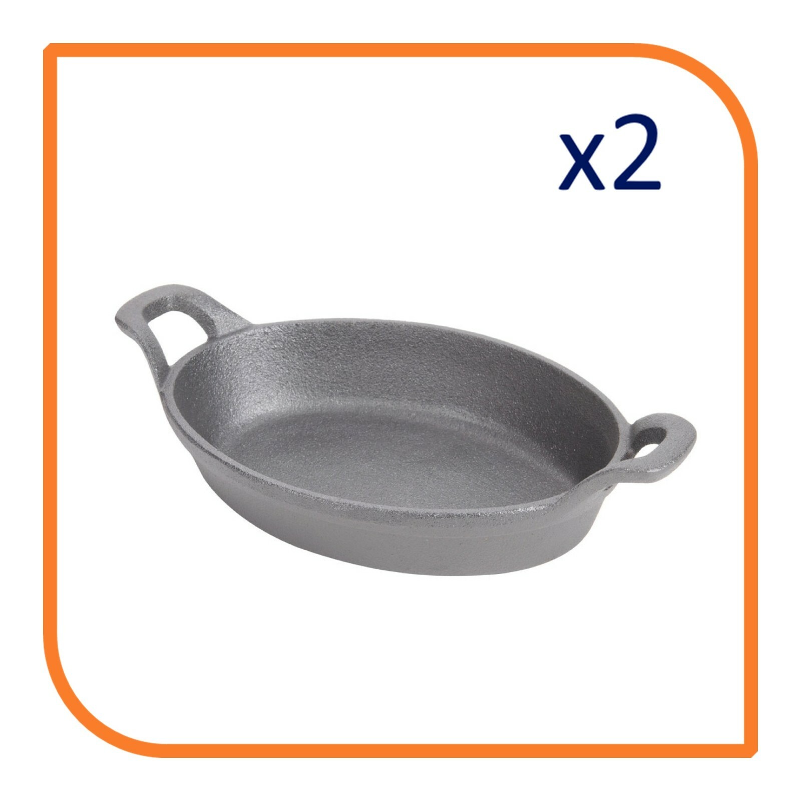 25 oz. Pre-Seasoned Mini Cast Iron Oval Casserole Dish (2 Skillets) by MyXOHome