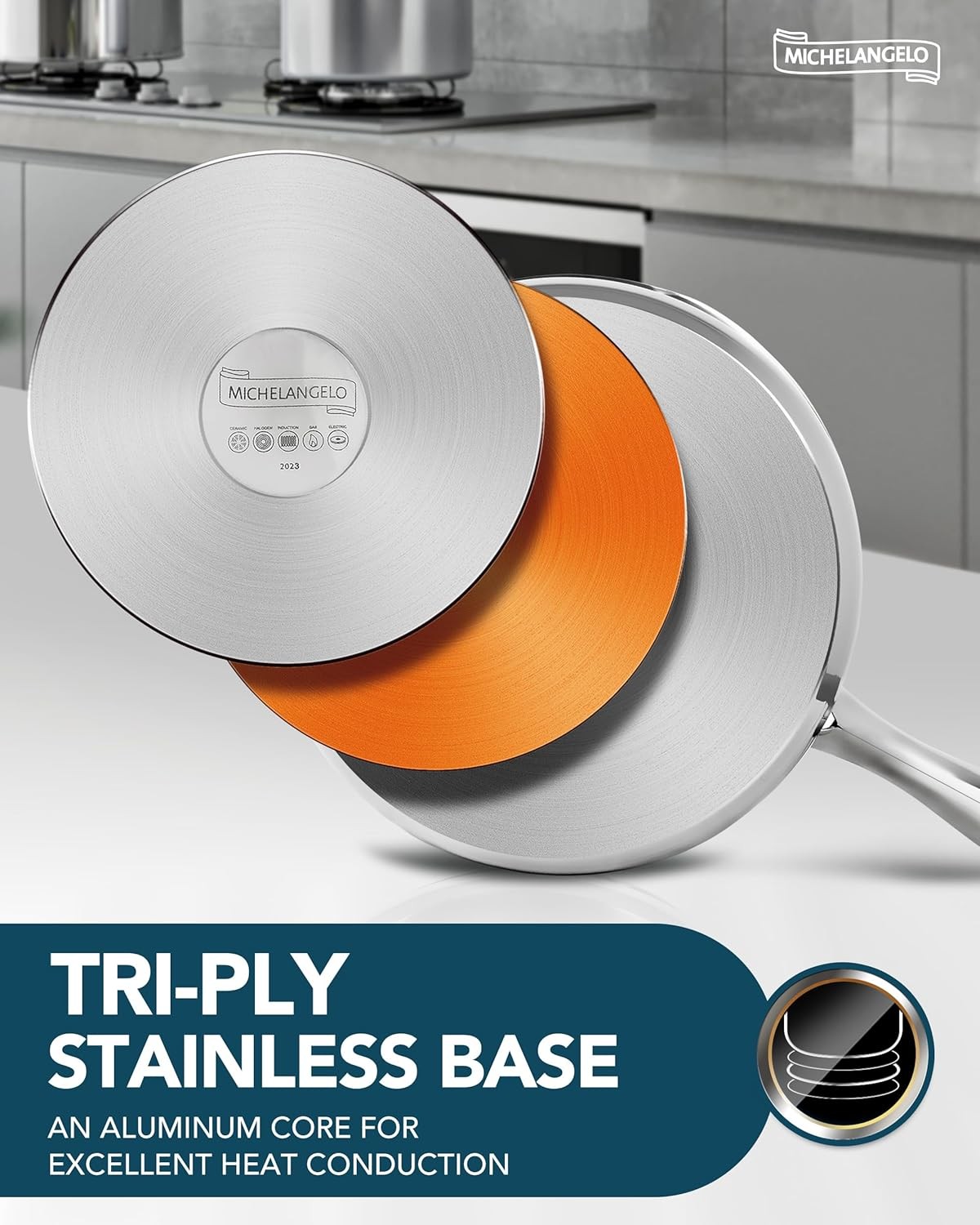 1.5 Quart Saucepan with Steamer, Stainless Steel Saucepan with Lid, Triply