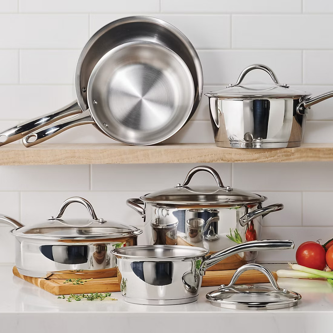 Tramontina 10-Piece Tri-Ply Base Stainless Steel Cookware Set Induction Ready