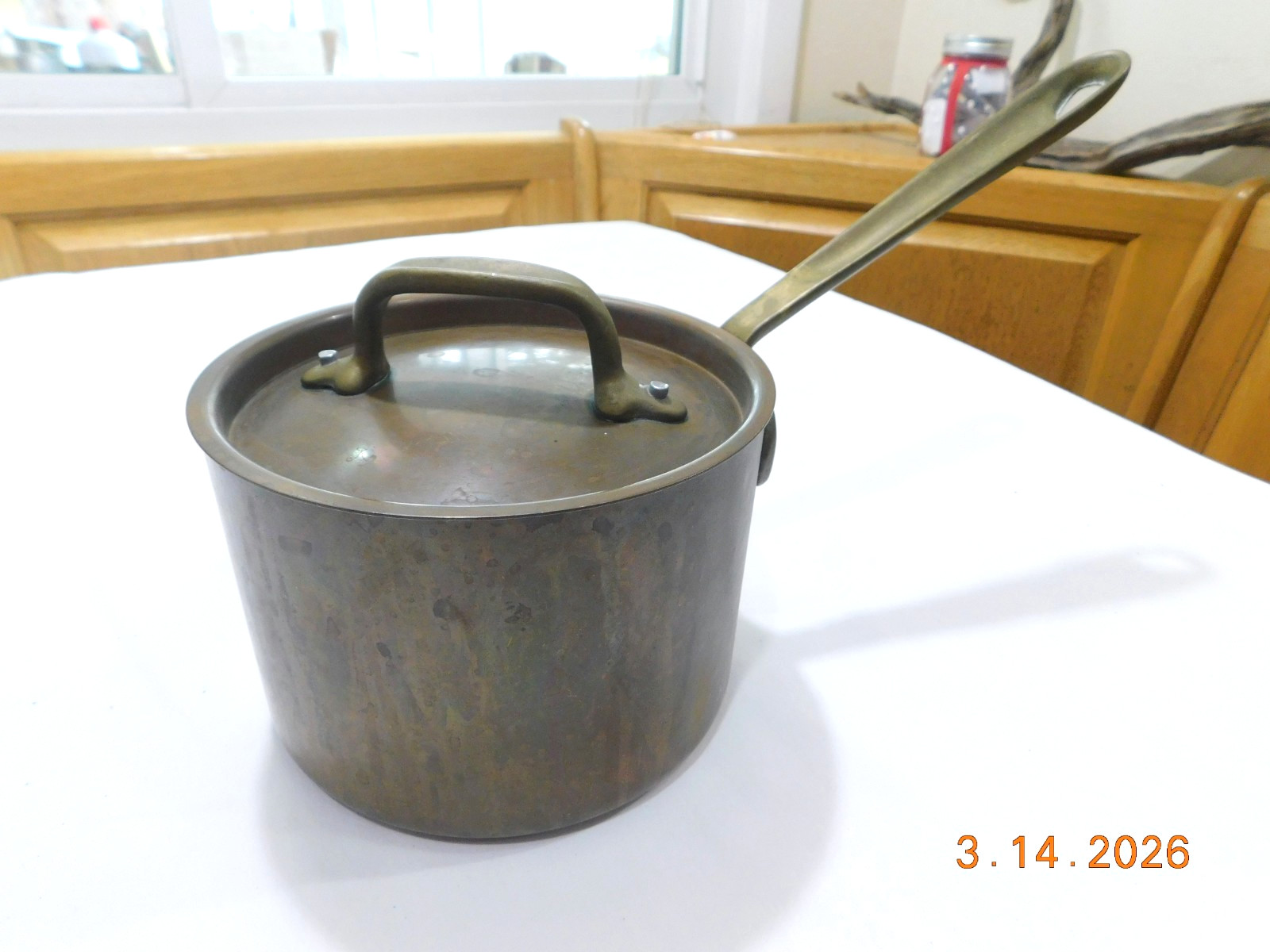 All Clad Cop R Chef 2 QT Copper Saucepan Pot 6″ x 4.25″ Stainless Lined 2.7mm